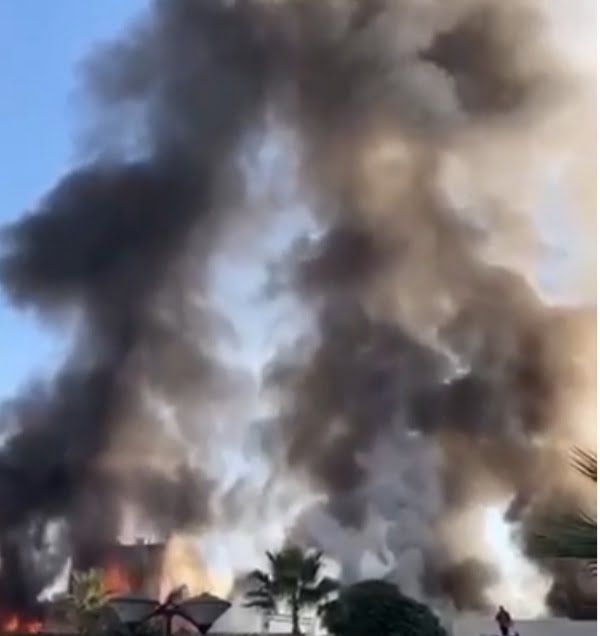 بالفيديو  حريق بأحد فنادق بغداد