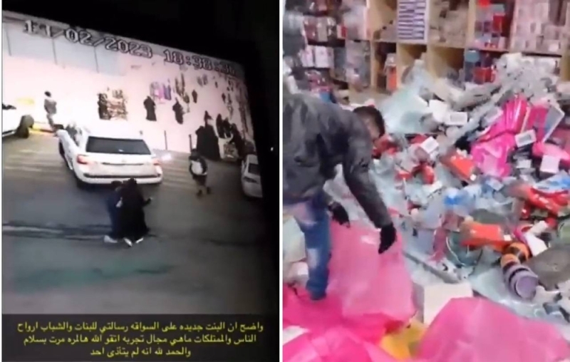 شاهد .. سيدة سعودية تقتحم بمركبتها أحد المحلات في سوق الجامعيين بحائل وصاحب المحل يوثق الأضرار