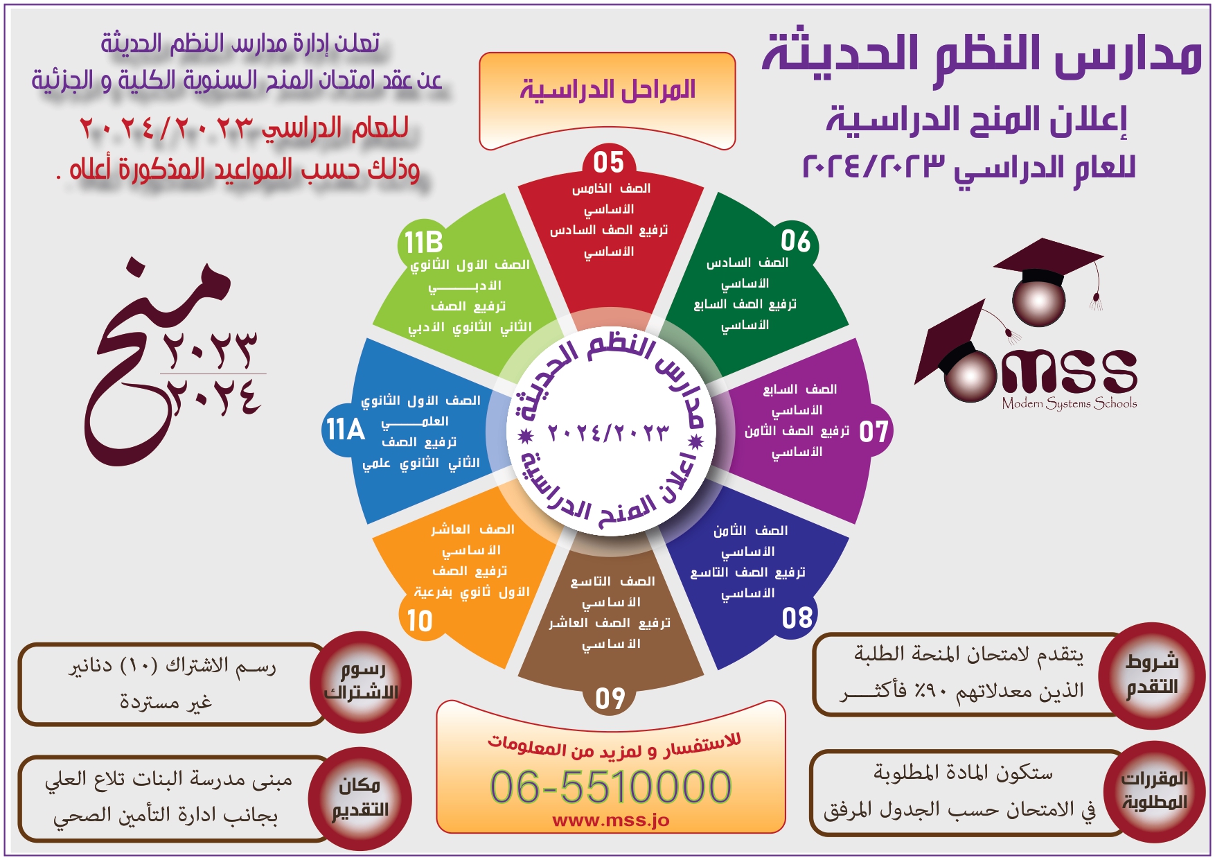مدارس النظم تعلن عن مواعيد عقد امتحان المنح السنوية الكلية والجزئية للعام الدراسي ٢٠٢٣-٢٠٢٤