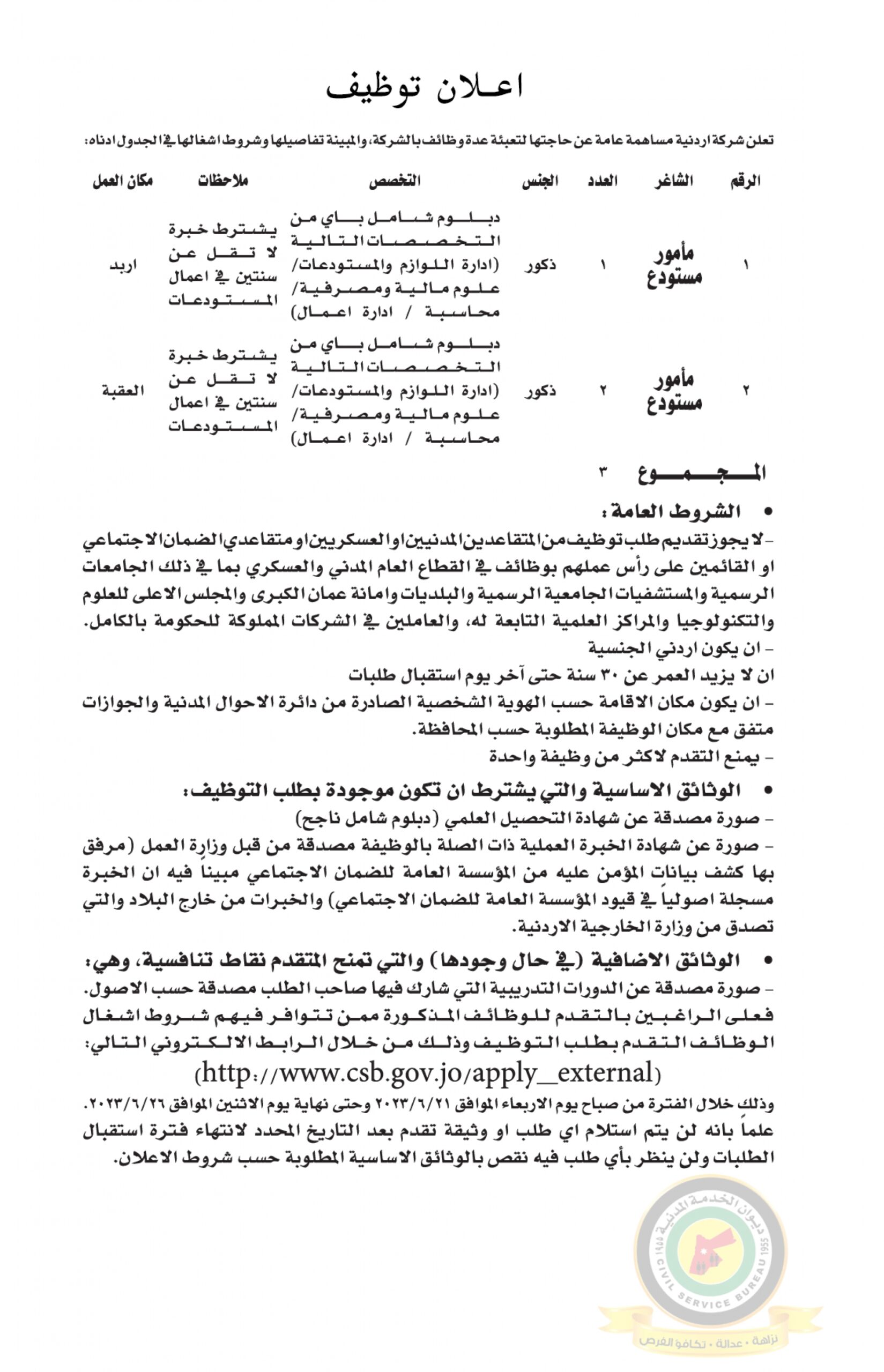 اعلان وظائف شاغرة صادرعن شركة كبرى