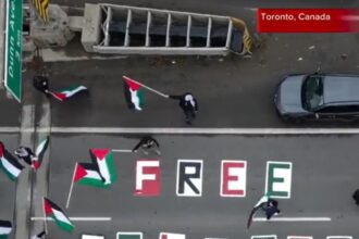 شاهد متظاهرون في تورونتو دعماً لفلسطين