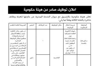 اعلان وظائف شاغرة بالفئة الثالثة صادرعن هيئة حكومية
