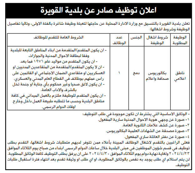 وظائف شاغرة ومدعوون للتعيين - أسماء
