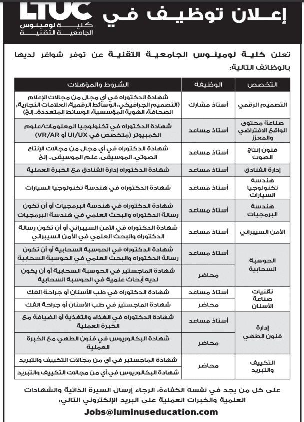 وظائف شاغرة ومدعوون لحضور الامتحان التنافسي