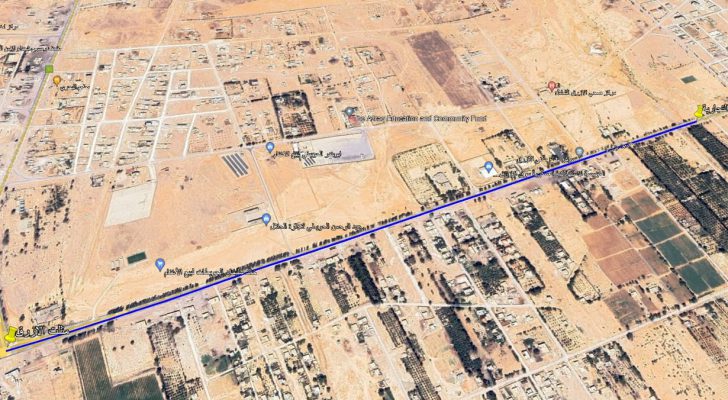 خريطة توضيحية لمنطقة أعمال توسعة وتنظيم مدخل مدينة الأزرق