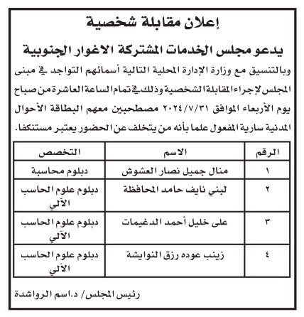 وظائف شاغرة ومدعوون للتعيين في مؤسسات حكومية-أسماء