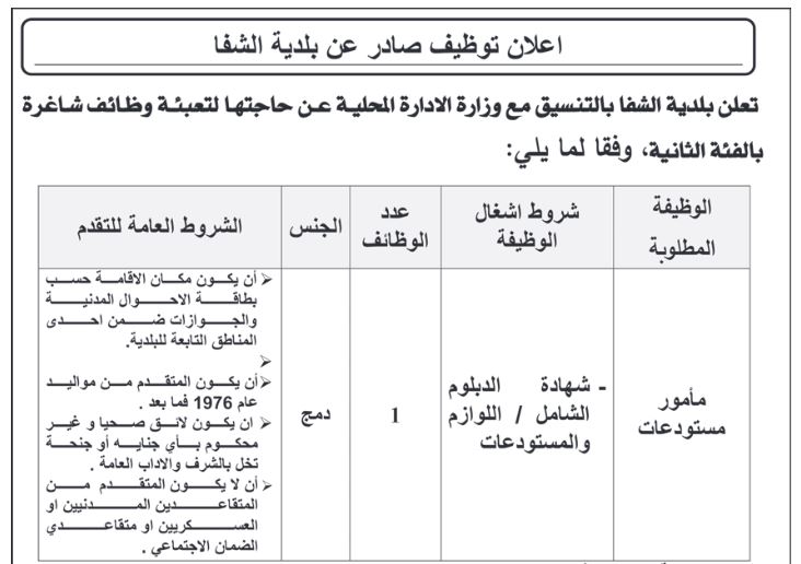 وظائف شاغرة ومدعوون للمقابلات الشخصية (أسماء)