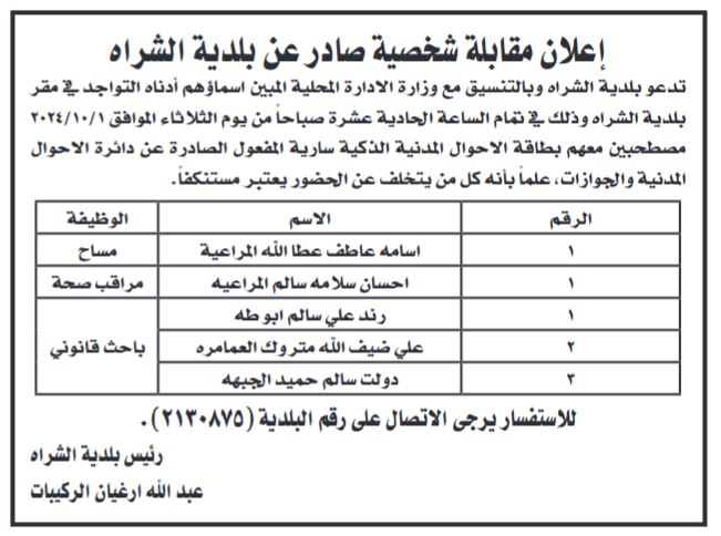 وظائف ومقابلات وتعيينات( تفاصيل وأسماء)