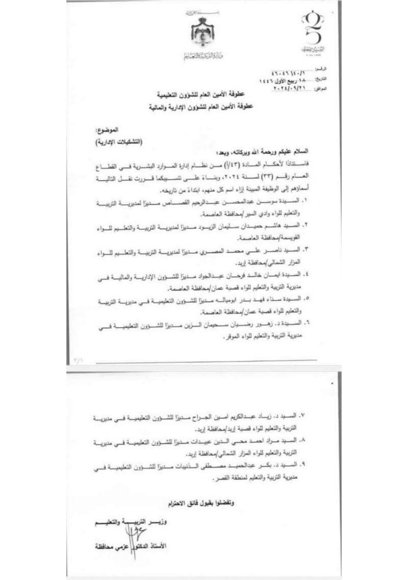 تشكيلات إدارية في التربية .. أسماء