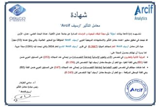مجلة البلقاء في عمان الأهلية ضمن الفئة الأولى (Q1) بتخصصات الآداب والعلوم الإنسانية عربياً وفق تصنيف "أرسيف" 2024