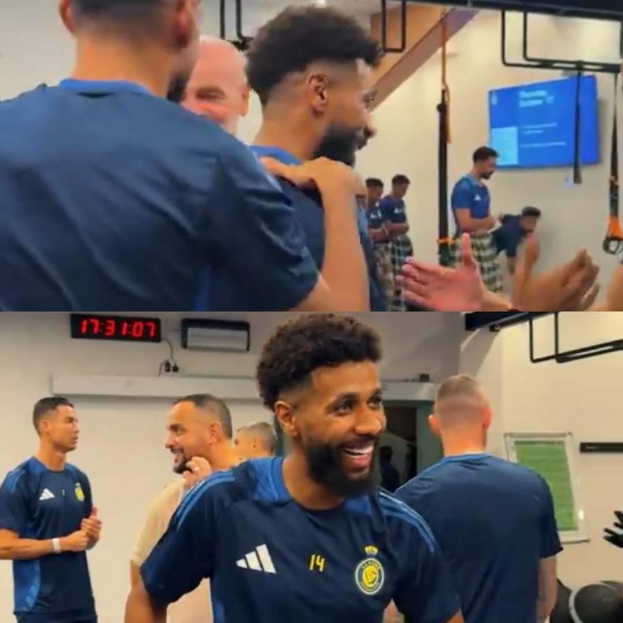 رونالدو يثير تفاعل رواد التواصل برده فعلة أثناء أداء لاعبي النصر الصلاة (صورة)