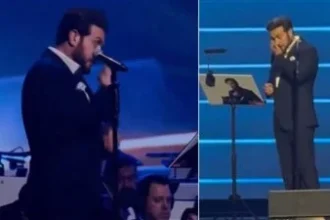 ماجد المهندس يبكي على المسرح أثناء تأديته اغنية للرويشد (فيديو )