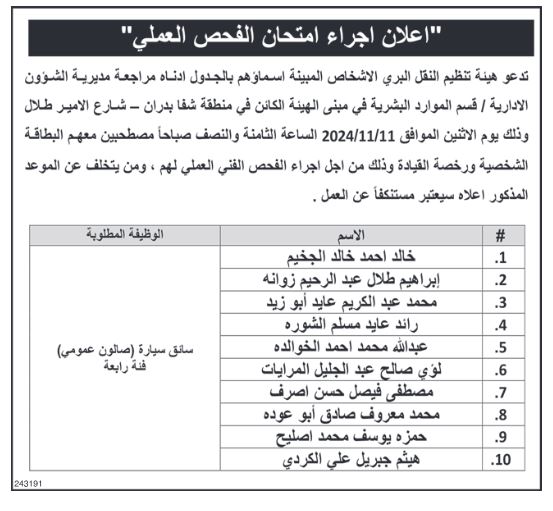 وظائف شاغرة ومدعوون للامتحان التنافسي (أسماء)