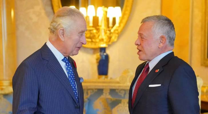 King Abdullah II arrives at Windsor Palace to meet Charles III