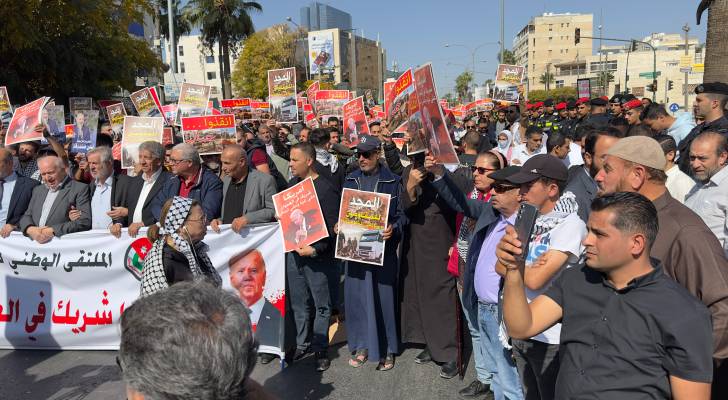المشاركون في مسيرات الأردن ينددون بالصمت الدولي تجاه المجازر في غزة
