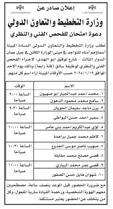 فرص عمل ومدعوون للمقابلات الشخصية (أسماء)