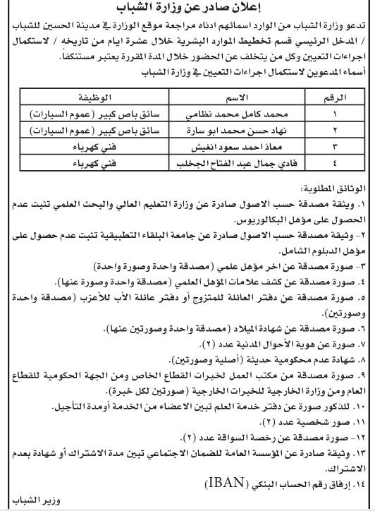 وظائف شاغرة ومدعوون لإجراء المقابلات.. أسماء