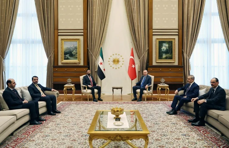 الرئيس أردوغان يستقبل الشرع في أنقرة