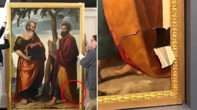 زائرة تتسبب بتلف لوحة نادرة في متحف إيطالي بعد تعثرها