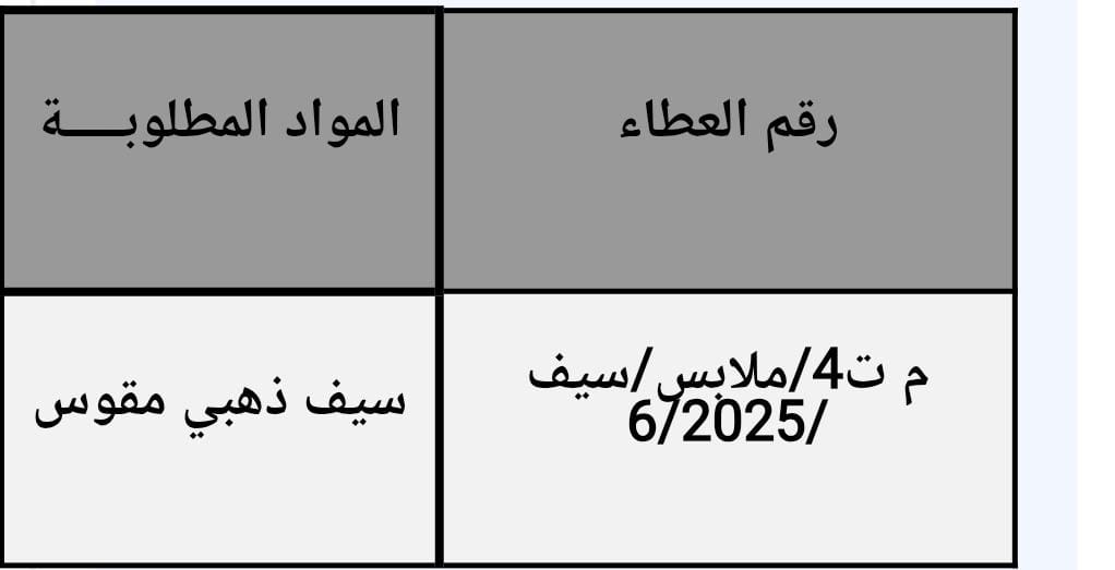 إعلان صادر عن القيادة العامة للقوات المسلحة الأردنية – الجيش العربي/ مديرية التزويد اللوجستي