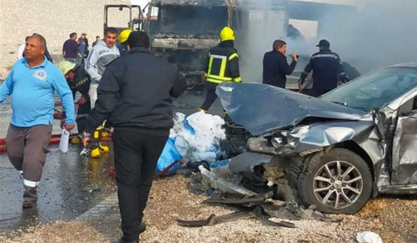 حادث تصادم 4 مركبات بجرينة في مادبا