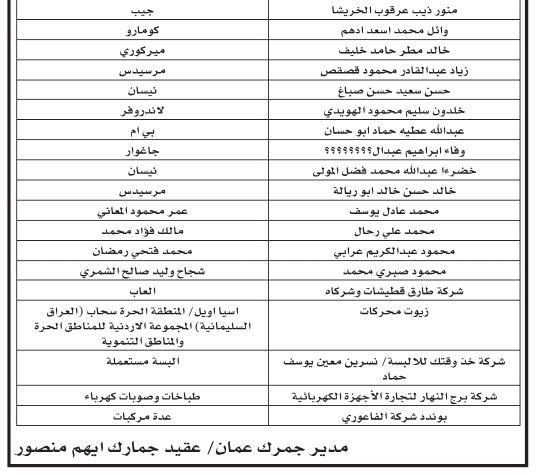 جمرك عمان: أسبوعان لتصويب الأوضاع أو البيع بالمزاد