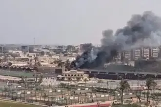 حريق في مبنى النادي الأهلي المصري