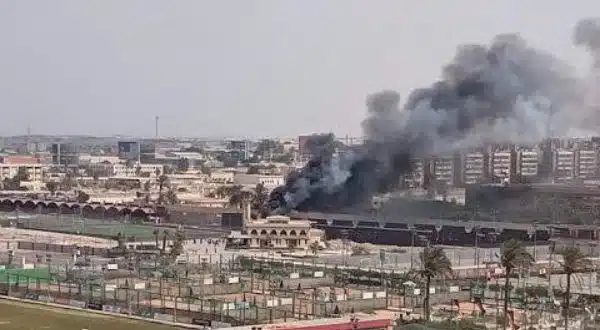 حريق في مبنى النادي الأهلي المصري