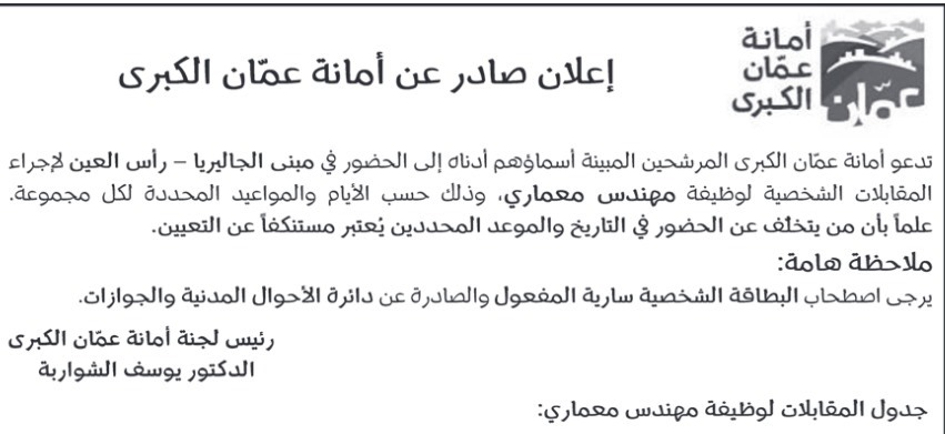 صورة حول : بالاسماء… وظائف شاغرة ومدعوون لإجراء المقابلات الشخصية بالاسماء… وظائف شاغرة ومدعوون لإجراء المقابلات الشخصية