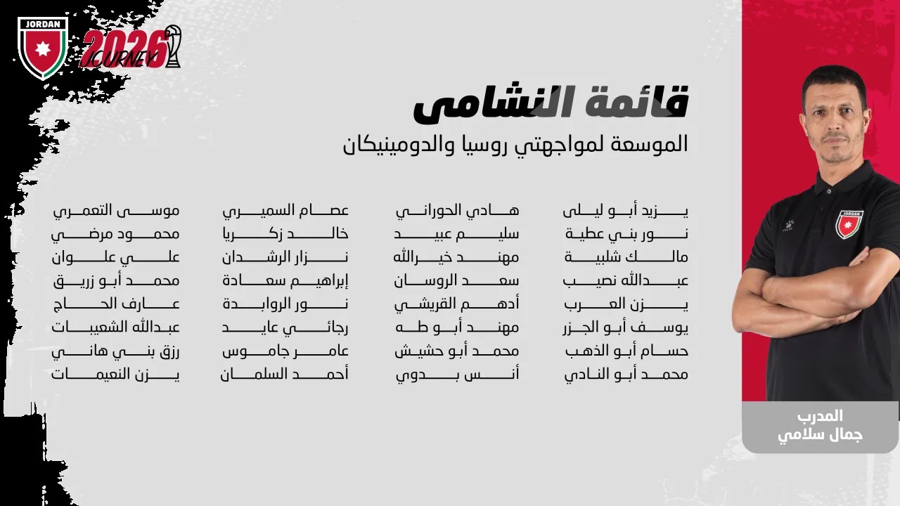 تفاصيل قائمة النشامى لـ وديتي روسيا والدومينيكان