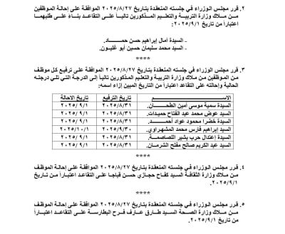 إحالات وتقاعد مبكر لموظفين حكوميين..(أسماء)