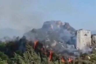 حريق بقلعة صلاح الدين والأحراج المحيطة بها بريف اللاذقية